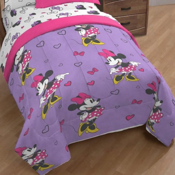 Disney Minnie Mouse Purple Love TWIN Size Bed in a Bag Set NEW - Picture 8 of 15